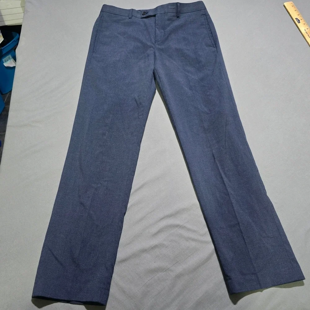 Lauren Ralph Lauren Dress Pants Mens 31x30 Blue Micro Pattern Stretch Trousers
